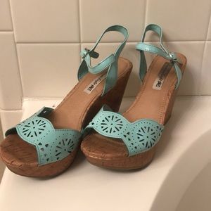 American Eagle Turquoise Cork Wedges